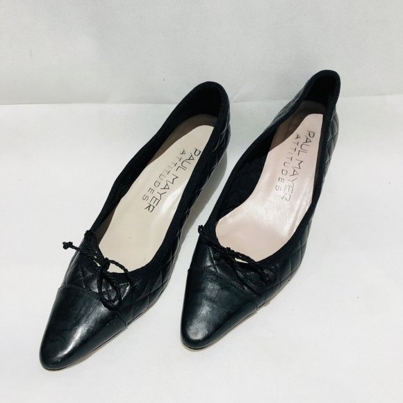 Paul Mayer Shoes - Paul Mayer Black Quilter Leather Kitten Heels 7.5